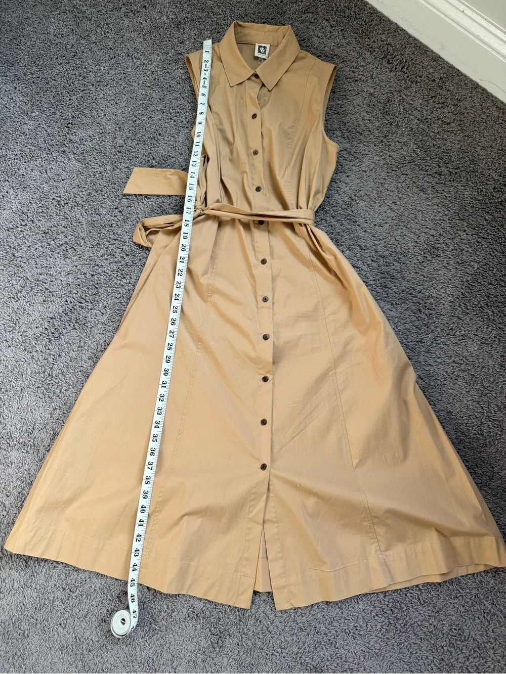 Anne Klein Khaki Shirt Dress Size 10 - Picture 3 of 5